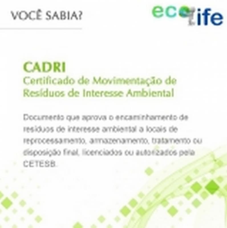 Certificado Destinação Resíduo Valores Itaim Bibi - Cadri Resíduos ABC Certificado Destinação Resíduo Valores Itaim Bibi - Cadri Resíduos ABC